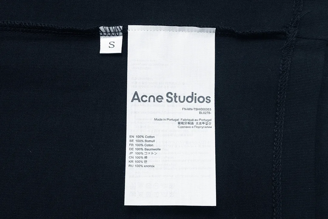Acne Studios 2026 New Arrival logo Same Style t 100％ 32 ：Dark Blue Size：XS S M L